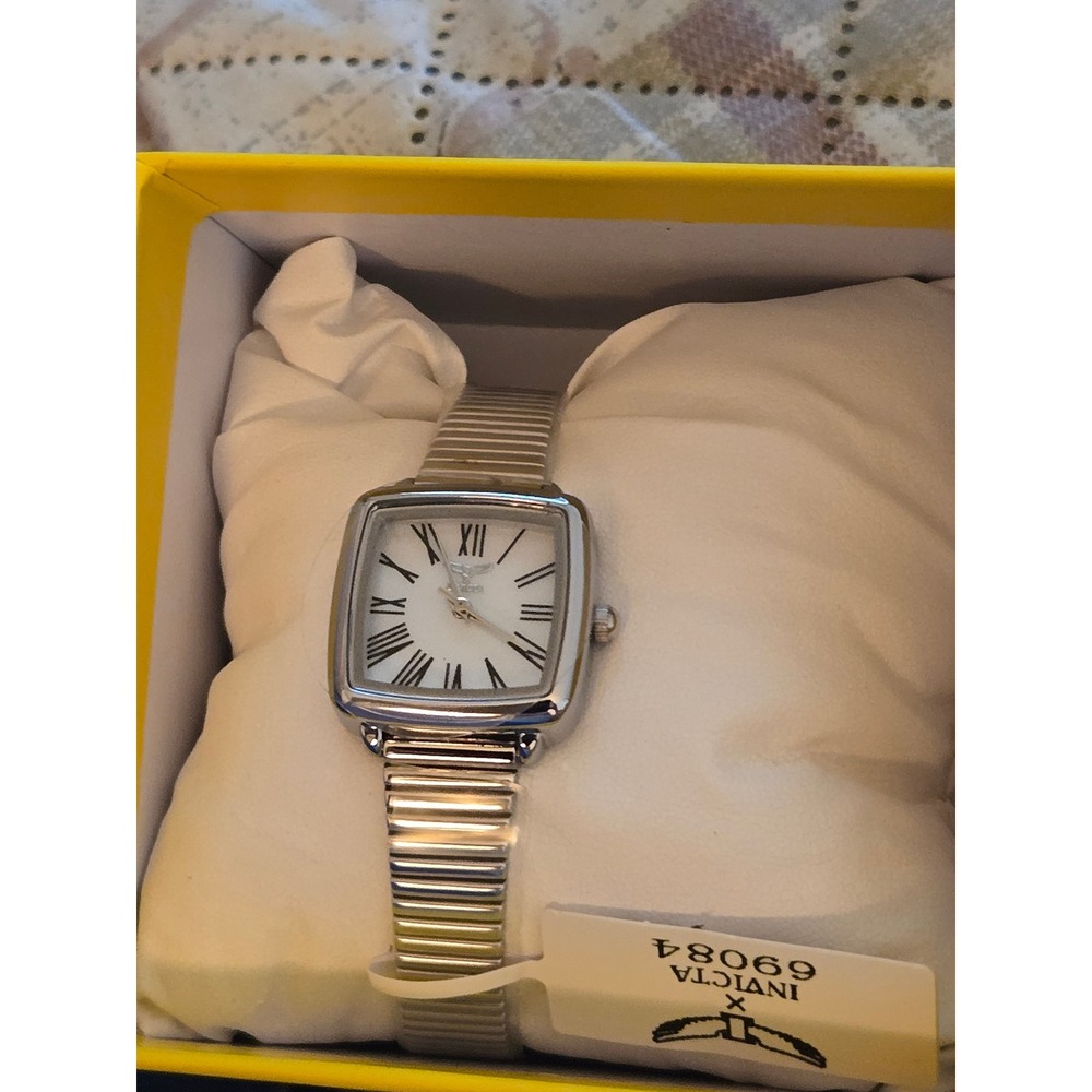 Invicta 69084 Womens Square Silver Tone Roman Numeral Expansion Band Watch